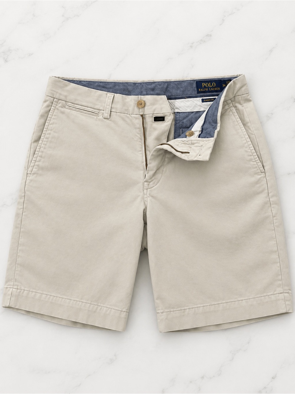 Polo by Ralph Lauren Light Stone Flat-Front Men's Shorts